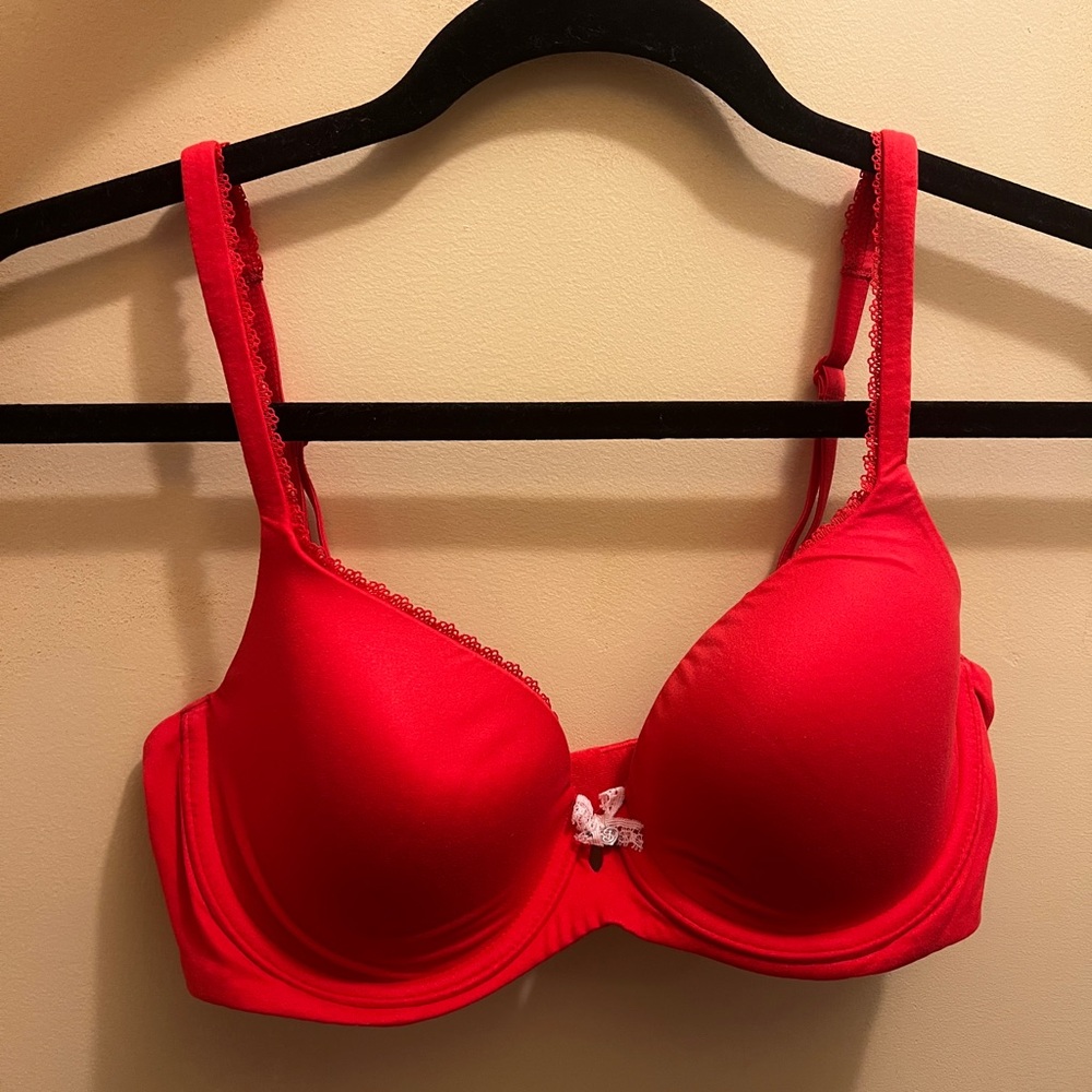 Victoria's Secret Vibrant Red Bra with Lace Detail